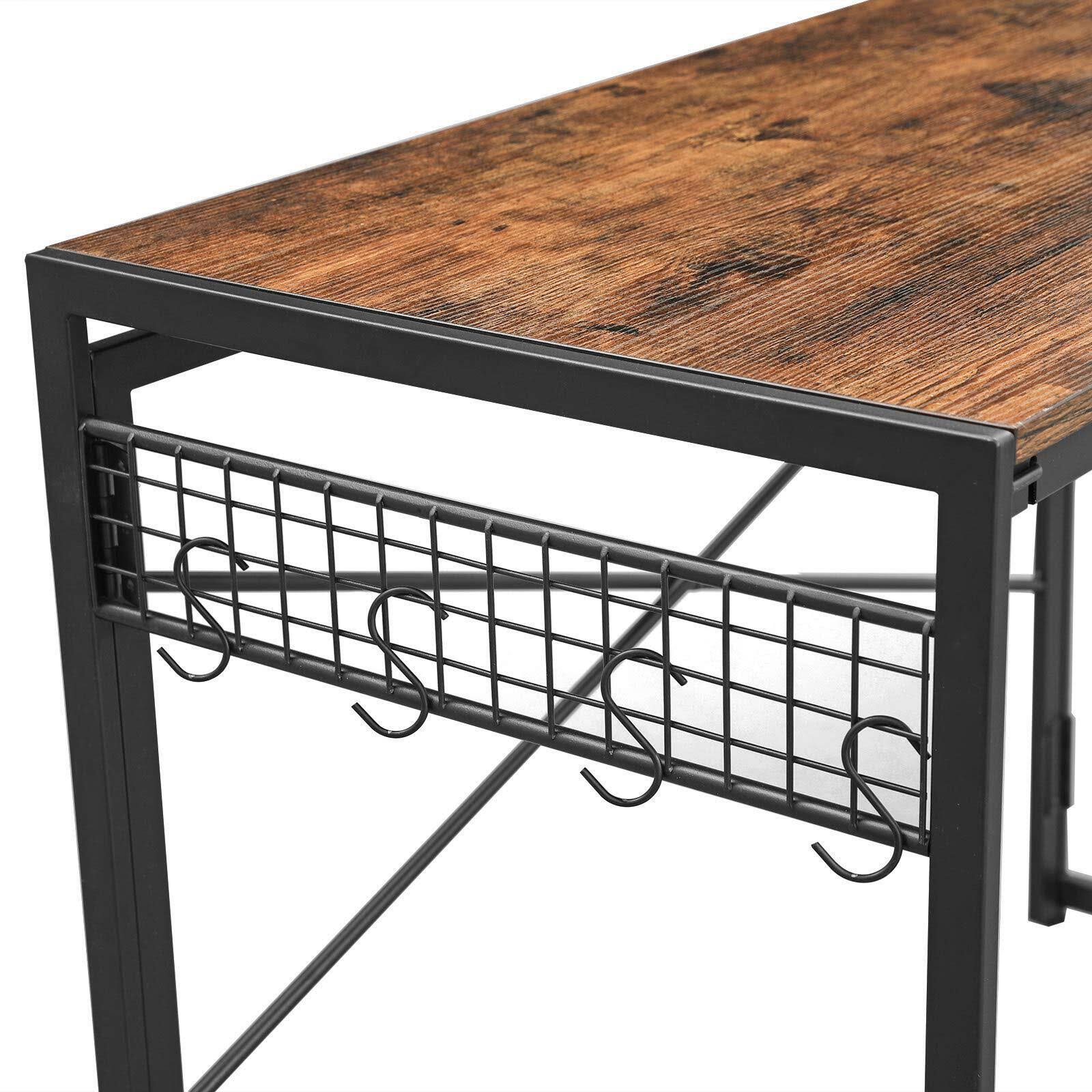 Black 39-Inch Folding Desk with 8 Hooks V57107