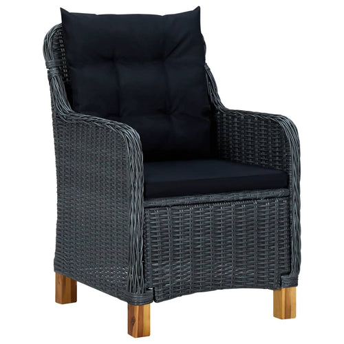 2 pcs Poly Rattan Patio Chairs with Cushions Dark Gray Z946405