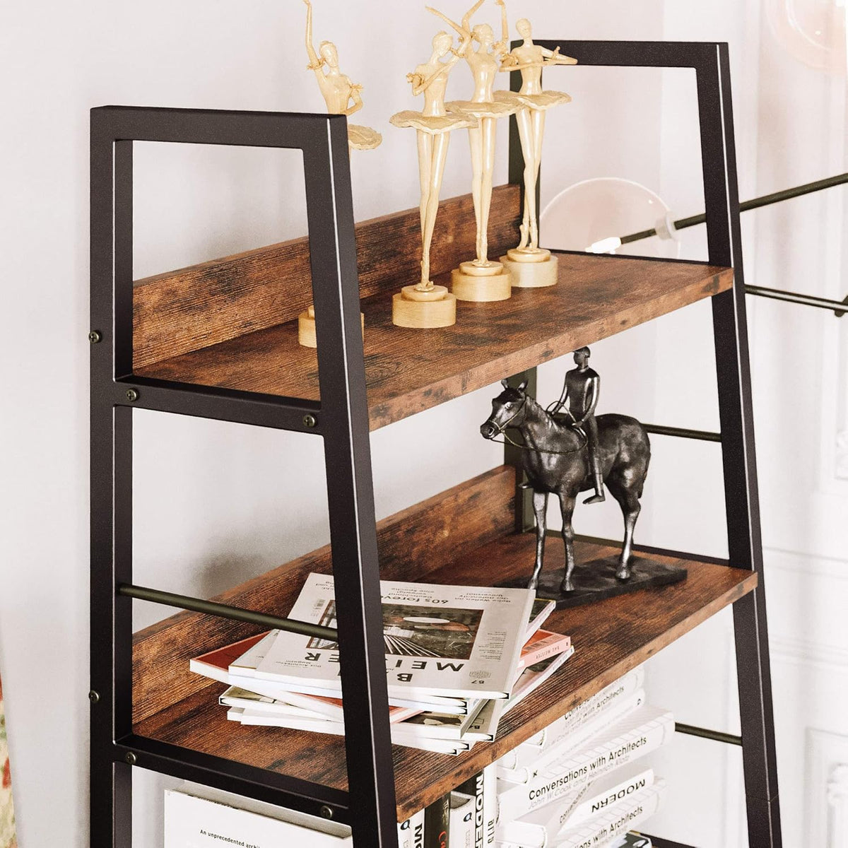 Rustic Brown 4 Tier Ladder Shelf Y390892