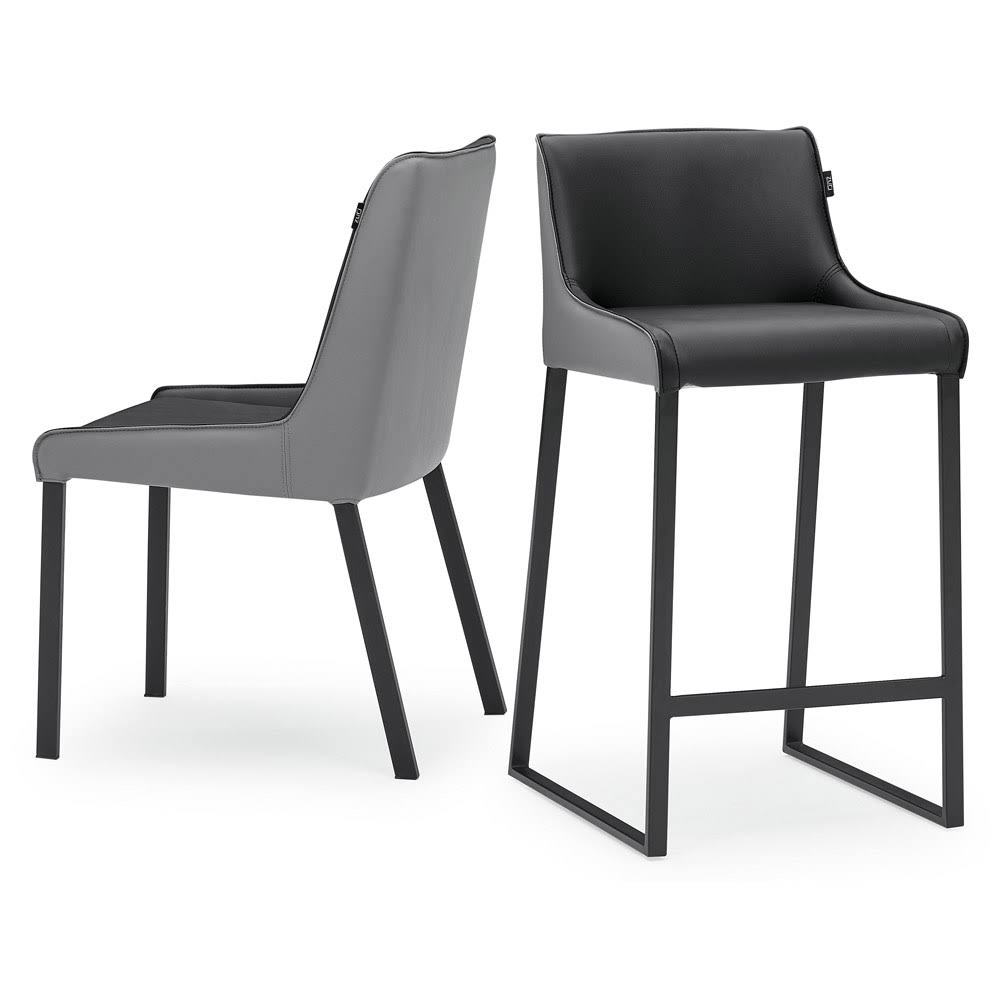 Black and Dark Gray Leatherette Counter Stool K9586