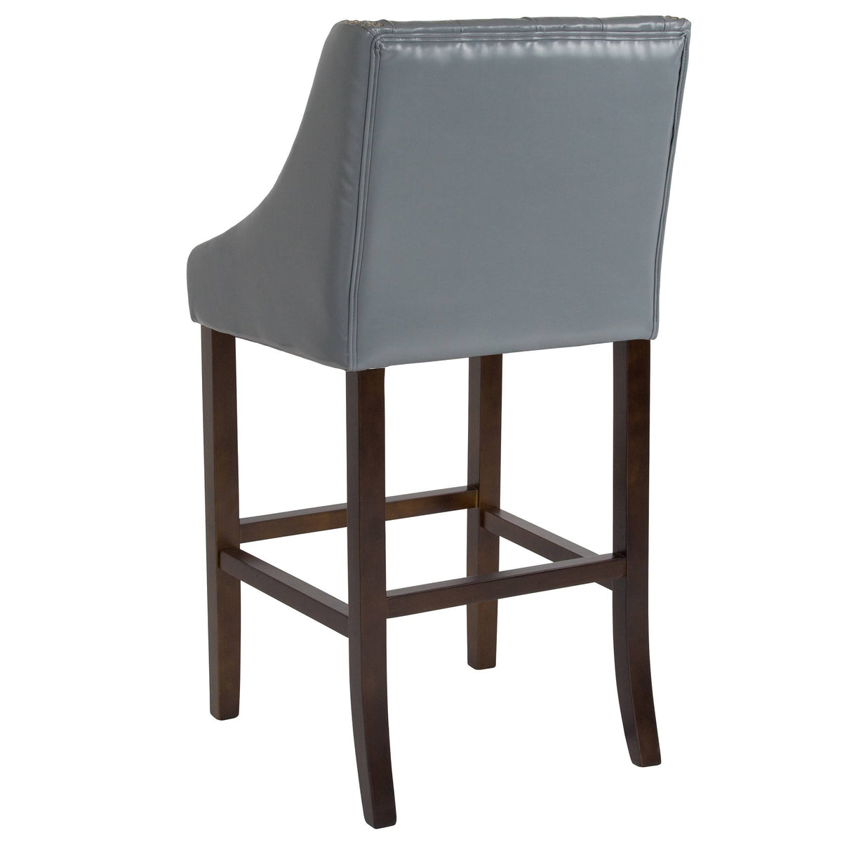 Gray Leather Button Tufted Bar Stool K300837