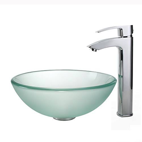 Frosted Glass Oil Rubbed Bronze Vessel Sink I5781