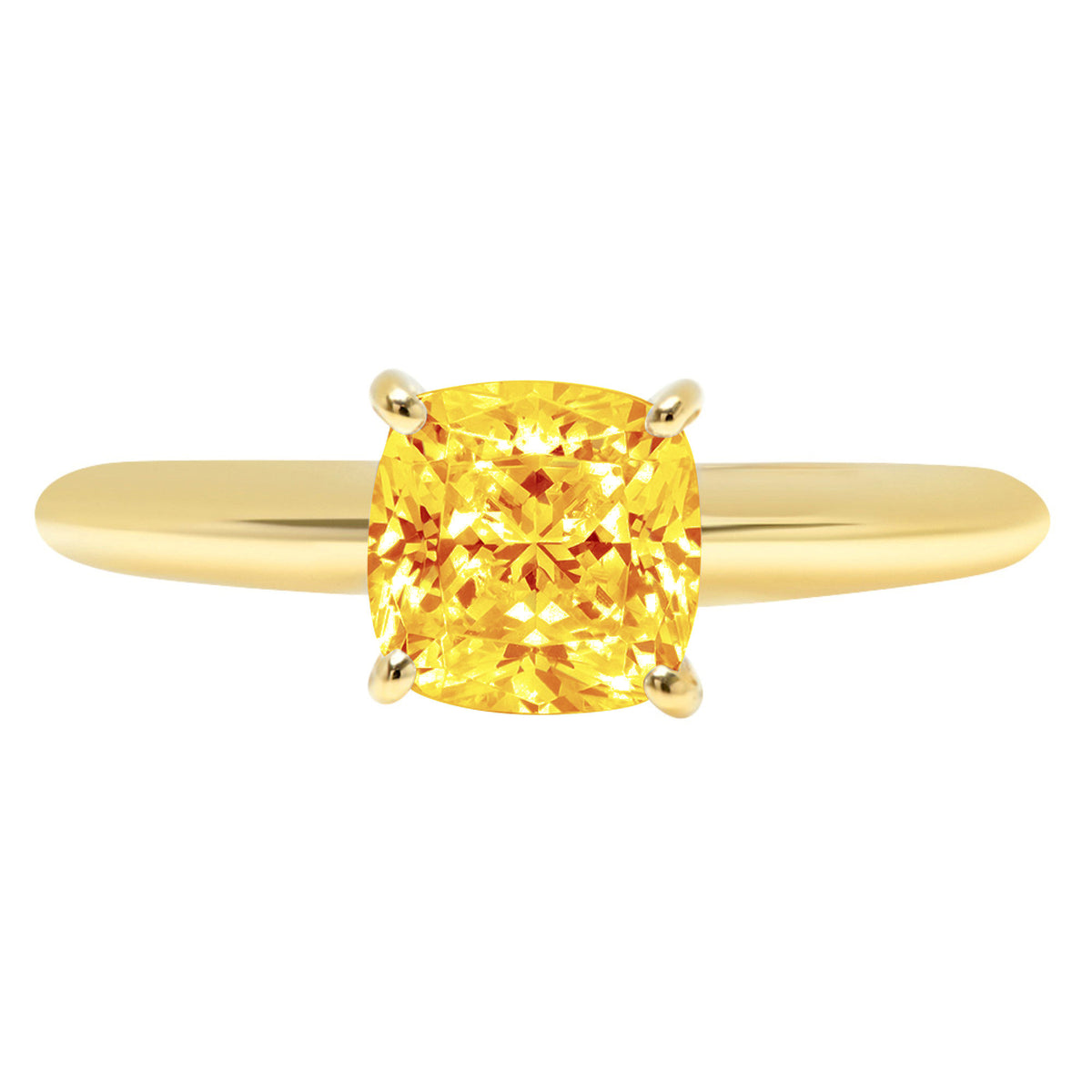 2.0ct Cushion Cut Yellow Natural Citrine 18k Yellow Gold Ring Size 3.75 M118247