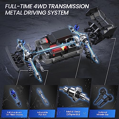 Fast Brushless RC Car, 1:16 4x4 High Speed RC Truck with 2 Lipo Batteries V289
