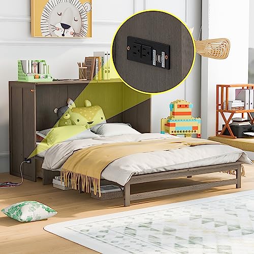 Queen Size Murphy Bed Chest with Storage Drawers R496360