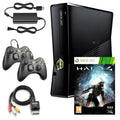 Black Xbox 360 S 4GB Game Console with Halo 4 and 2 Black Controllers G891