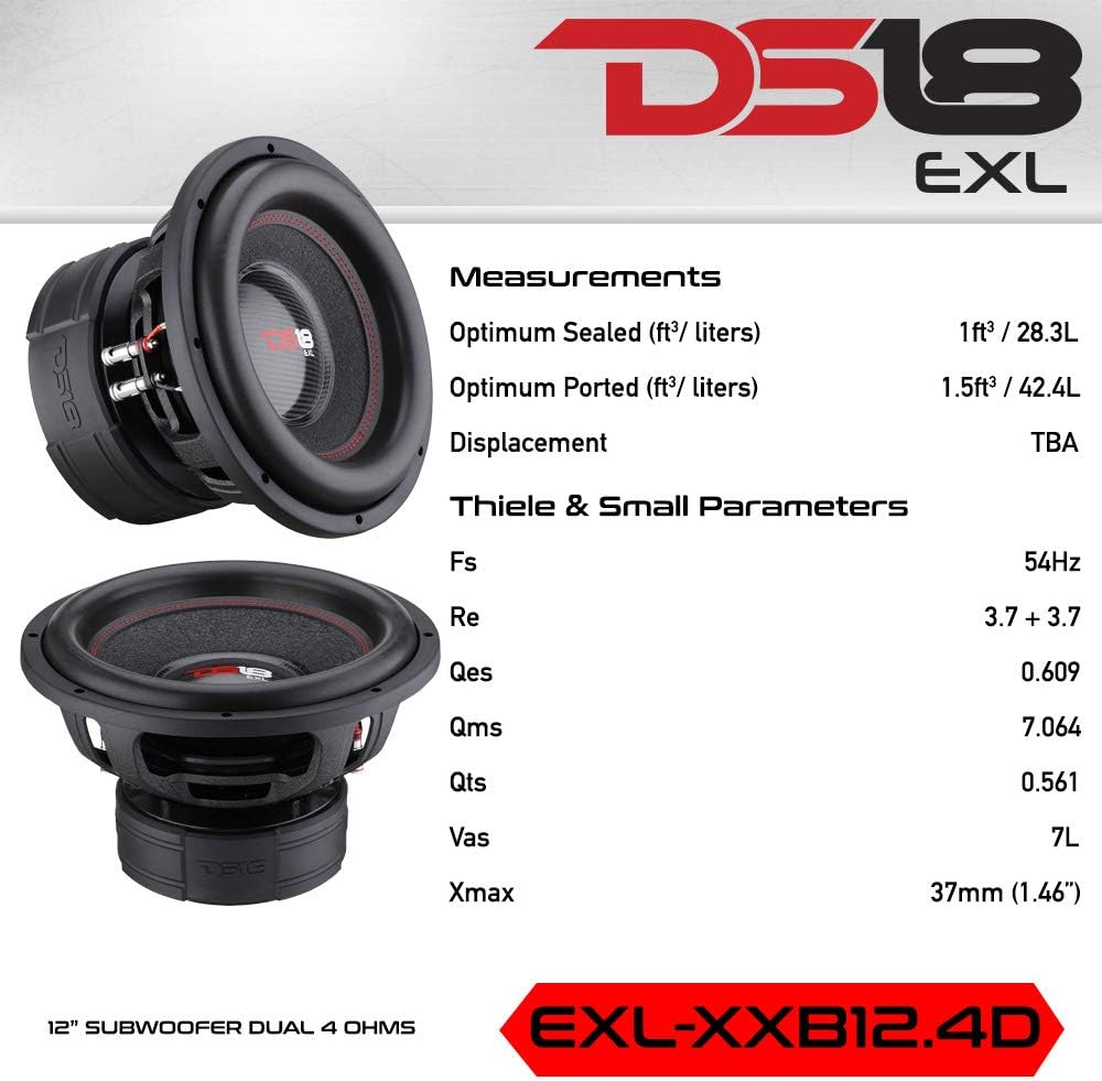 12” High Excursion Car Subwoofer 4000 Watts Dual Voice Coil 2+2 Ohms G84436