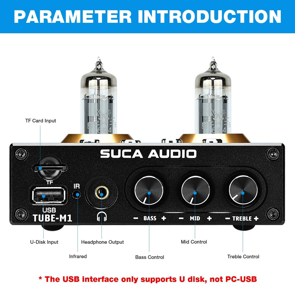 Bluetooth 5.0 Vacuum Tube Preamplifier with Bass Mid Treble Control R3705