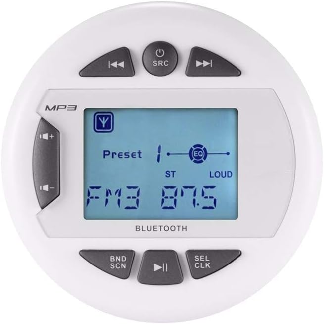White Waterproof Marine Radio with Bluetooth D6045