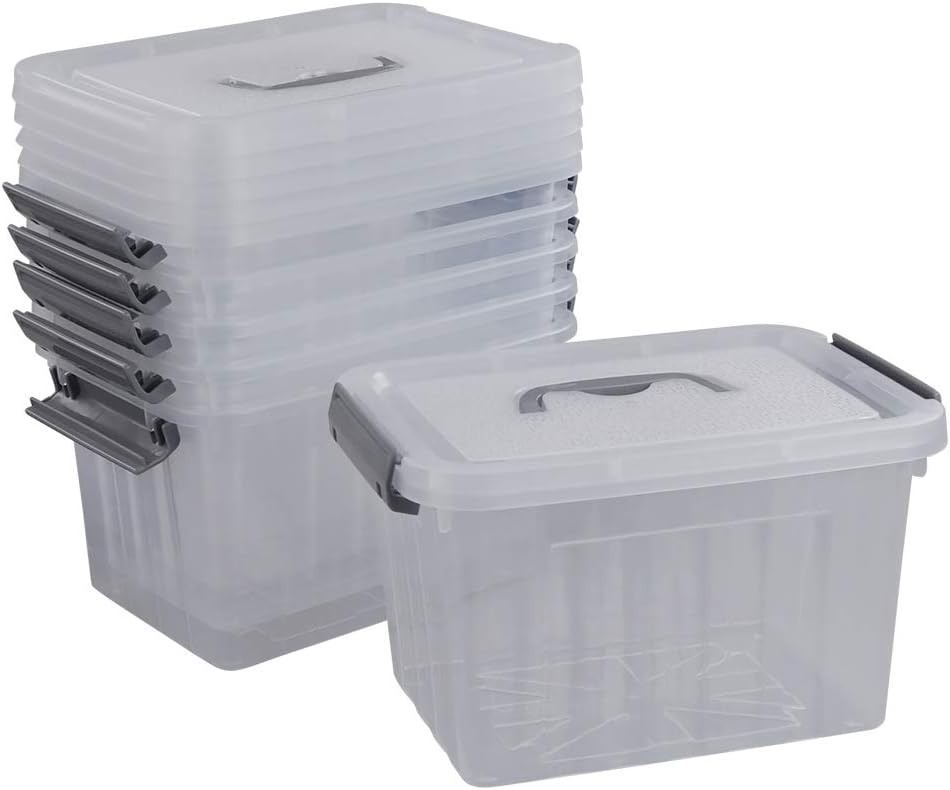 6 Pack 6 Quart Plastic Storage Bin with Lid I458