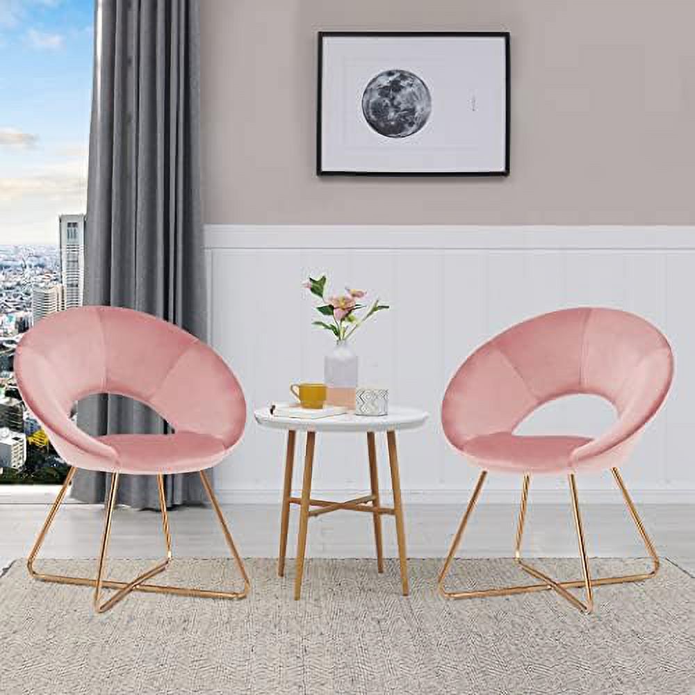 Velvet Accent Arm Chairs with Golden Metal Frame Legs Set of 2 I460937
