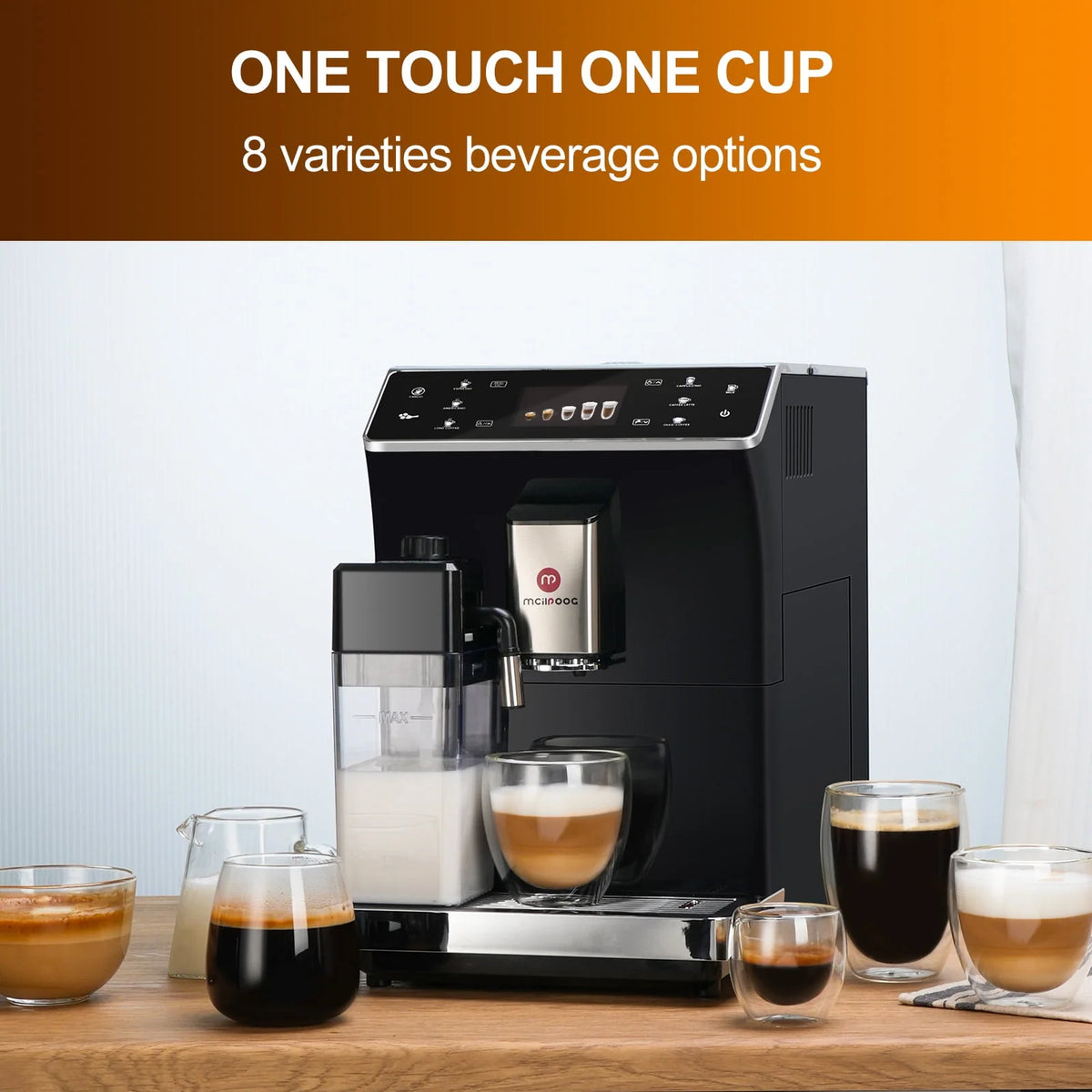 Super Automatic Espresso Coffee Machine with Grinder and Milk Frother M666