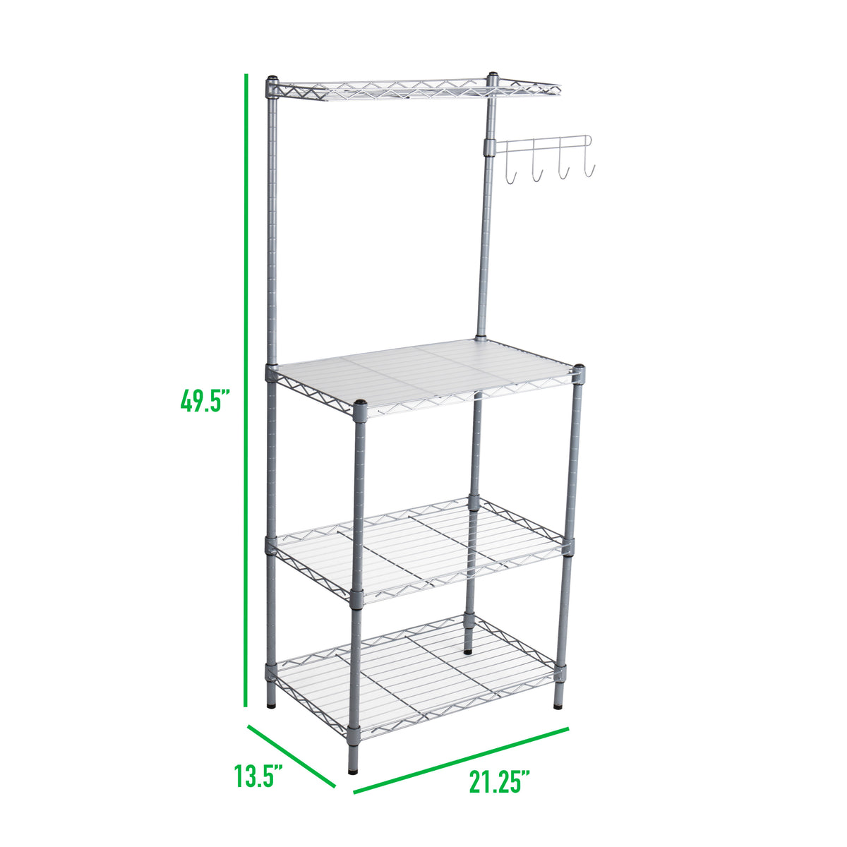 3-Tier Metal Utility Shelf and Microwave Stand with Hooks B4558