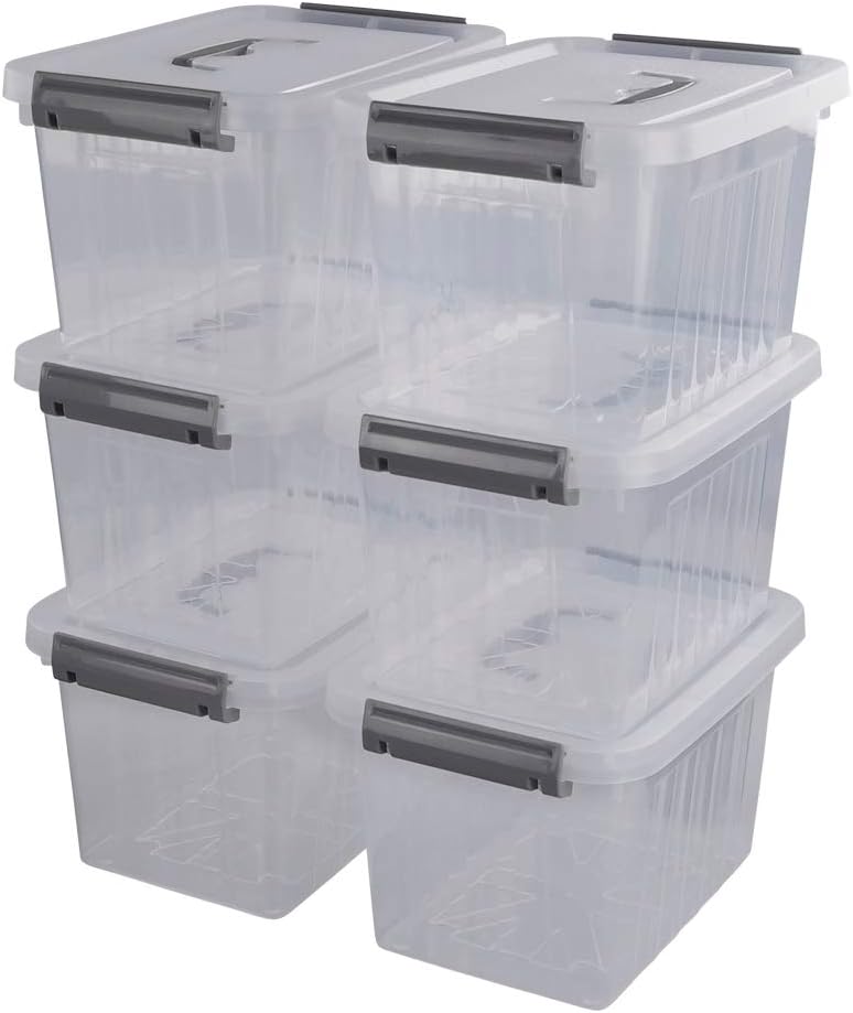 6 Pack 6 Quart Plastic Storage Bin with Lid I458