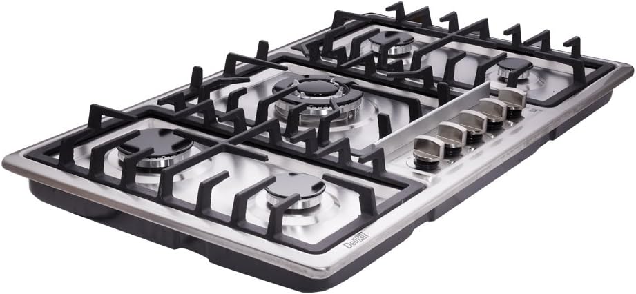 34 Inch 5 Burners Stainless Steel Drop-In Gas Cooktop F406