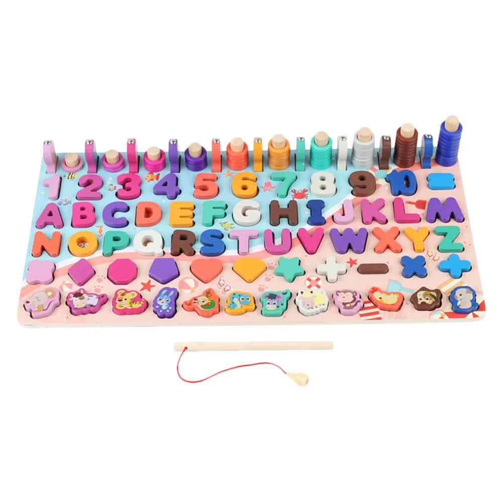 Wooden Magnetic Fishing Bricks Game Plaything M17431