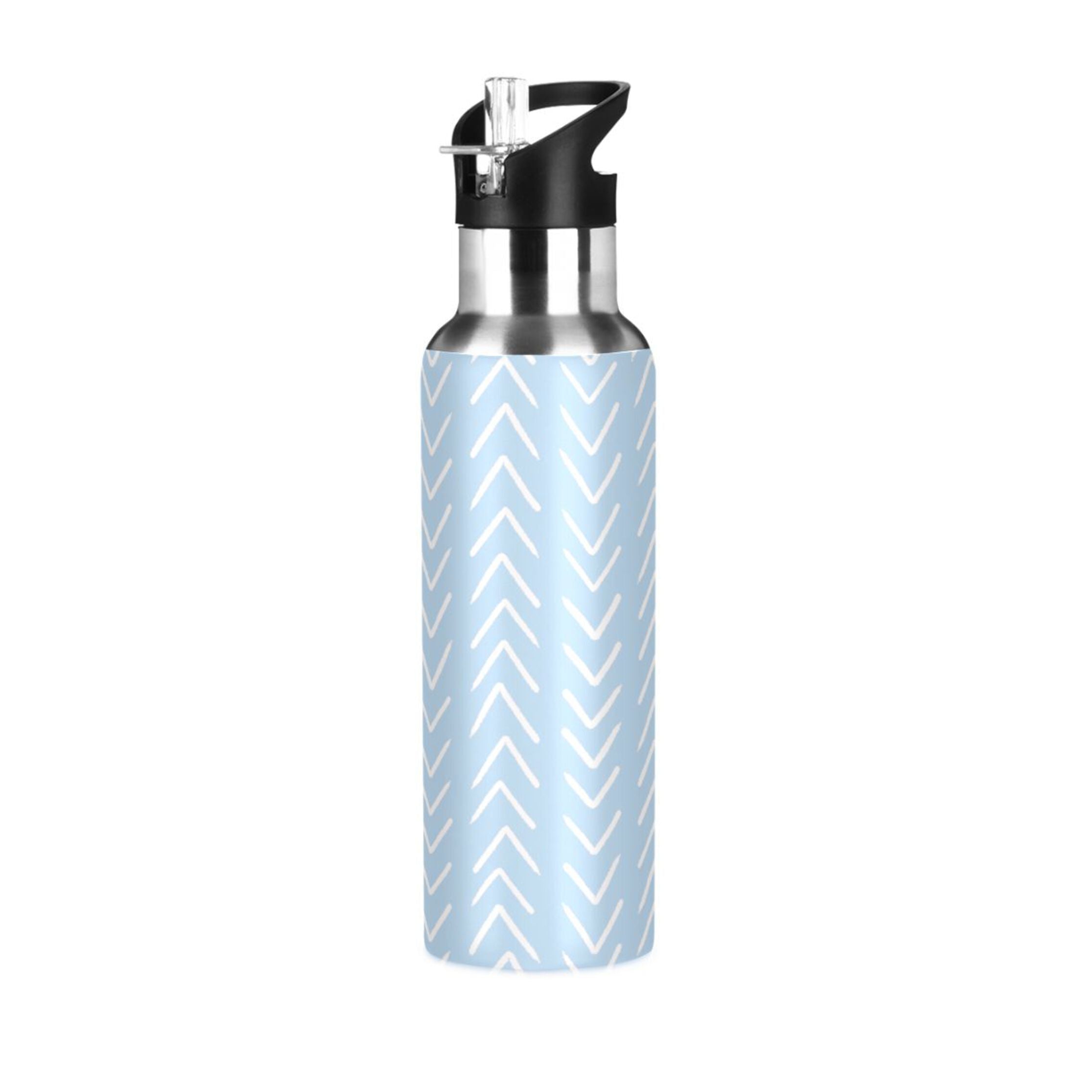 Blue Stripes 20 OZ Vacuum Insulated Stainless Steel Water Bottle with Straw Lid J4847