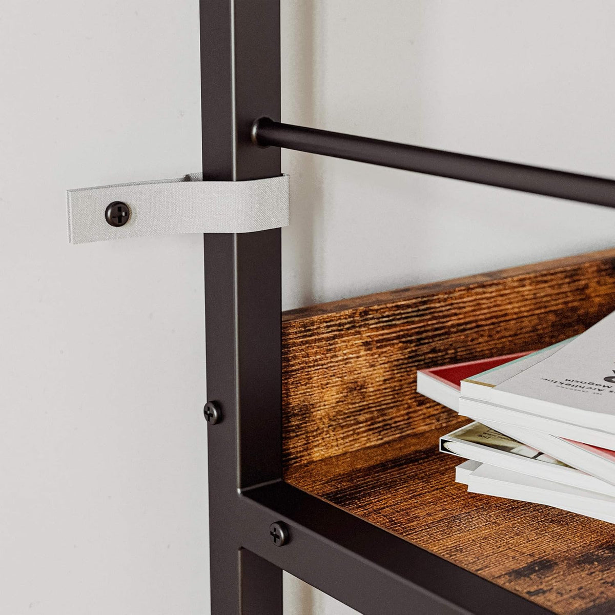 Rustic Brown 4 Tier Ladder Shelf Y390892