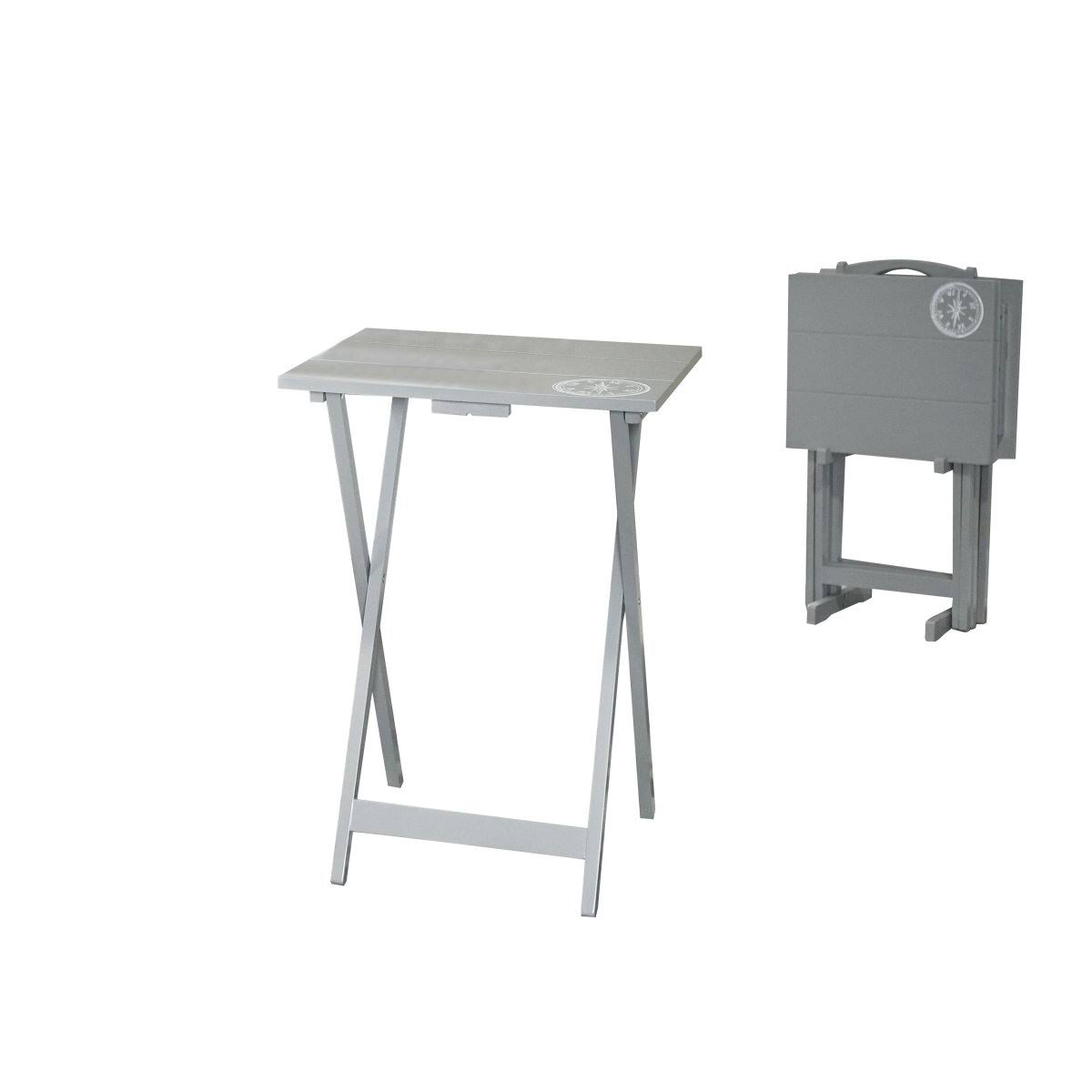 5 Piece Wooden Foldable Tray Table Set Dark Gray K30402