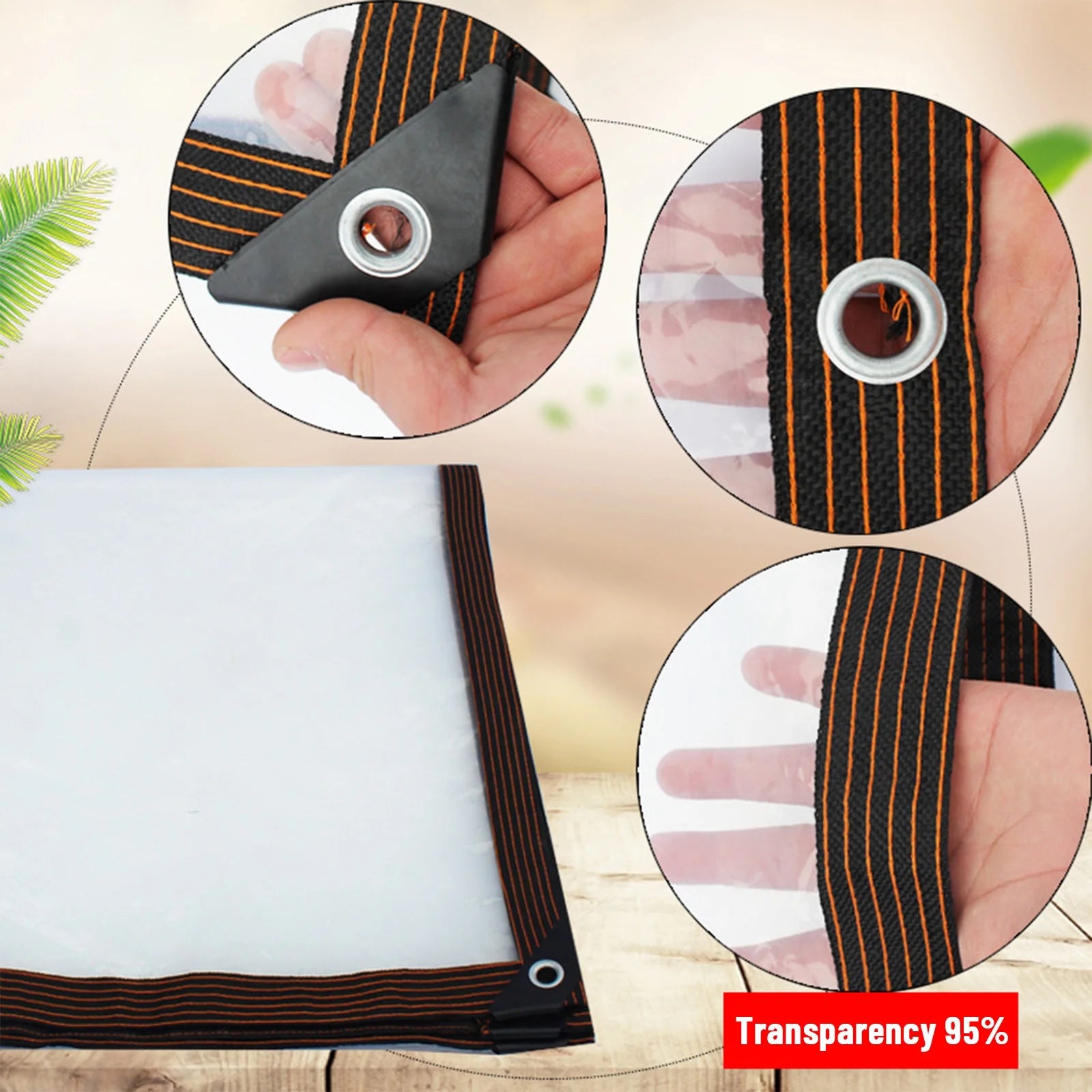 Clear Tarps Vinyl Coated PVC Tarps With Rustproof Grommets H39251