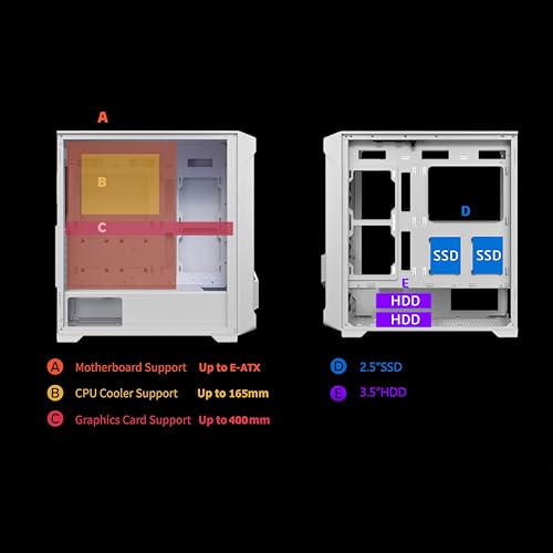 Black ATX Mid Tower PC Case with Tempered Glass R41487