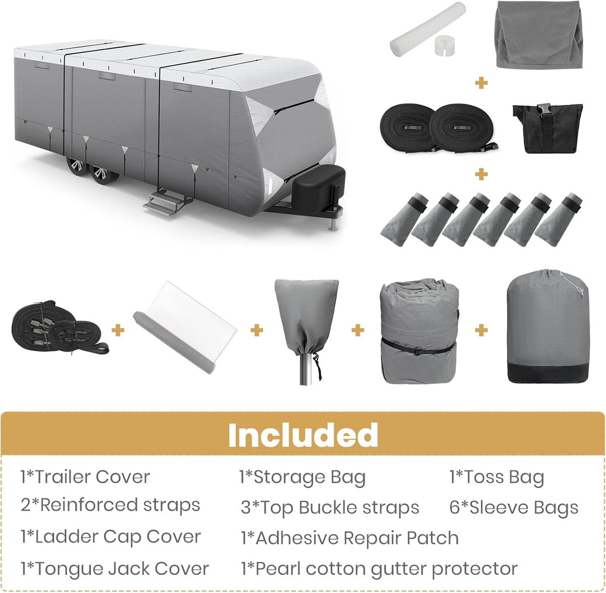 Waterproof Travel Trailer RV Cover with Cotton Lining O79085