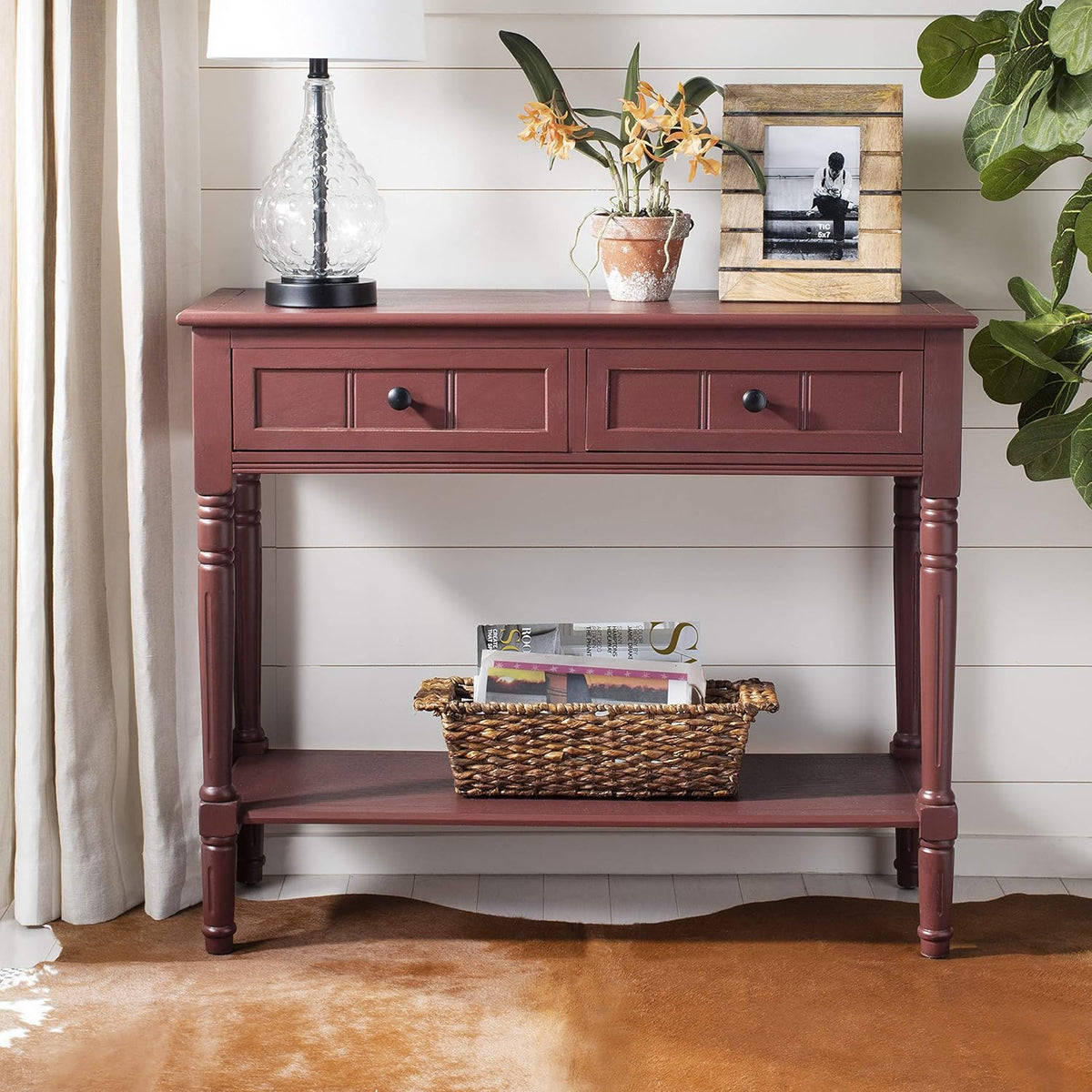 Vintage Grey 2-Drawer Console Table O75691
