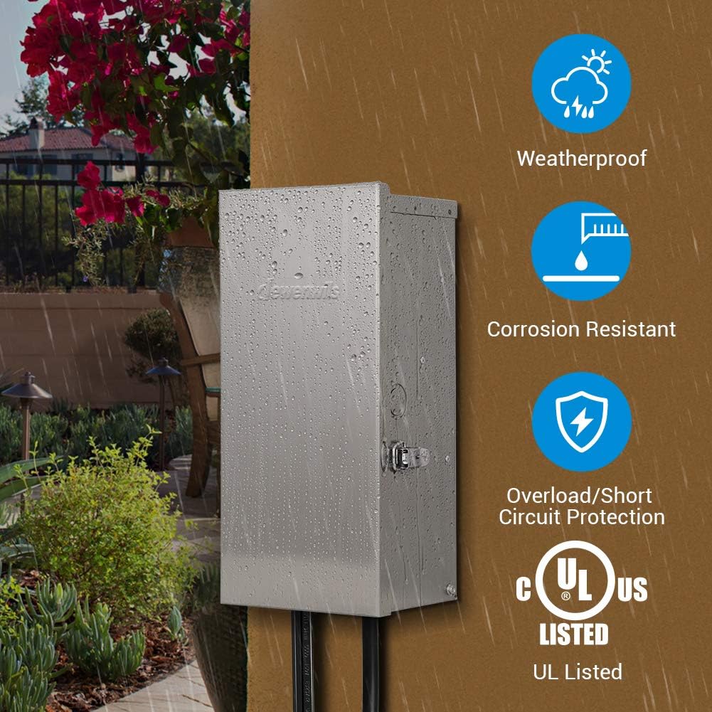 200W Multi-Tap Low Voltage Transformer, Stainless Steel Shield Outdoor Transformer A709