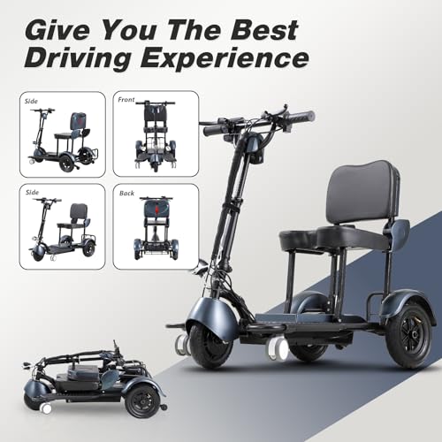 Blue 3-Wheel Folding Mobility Scooter Q92545