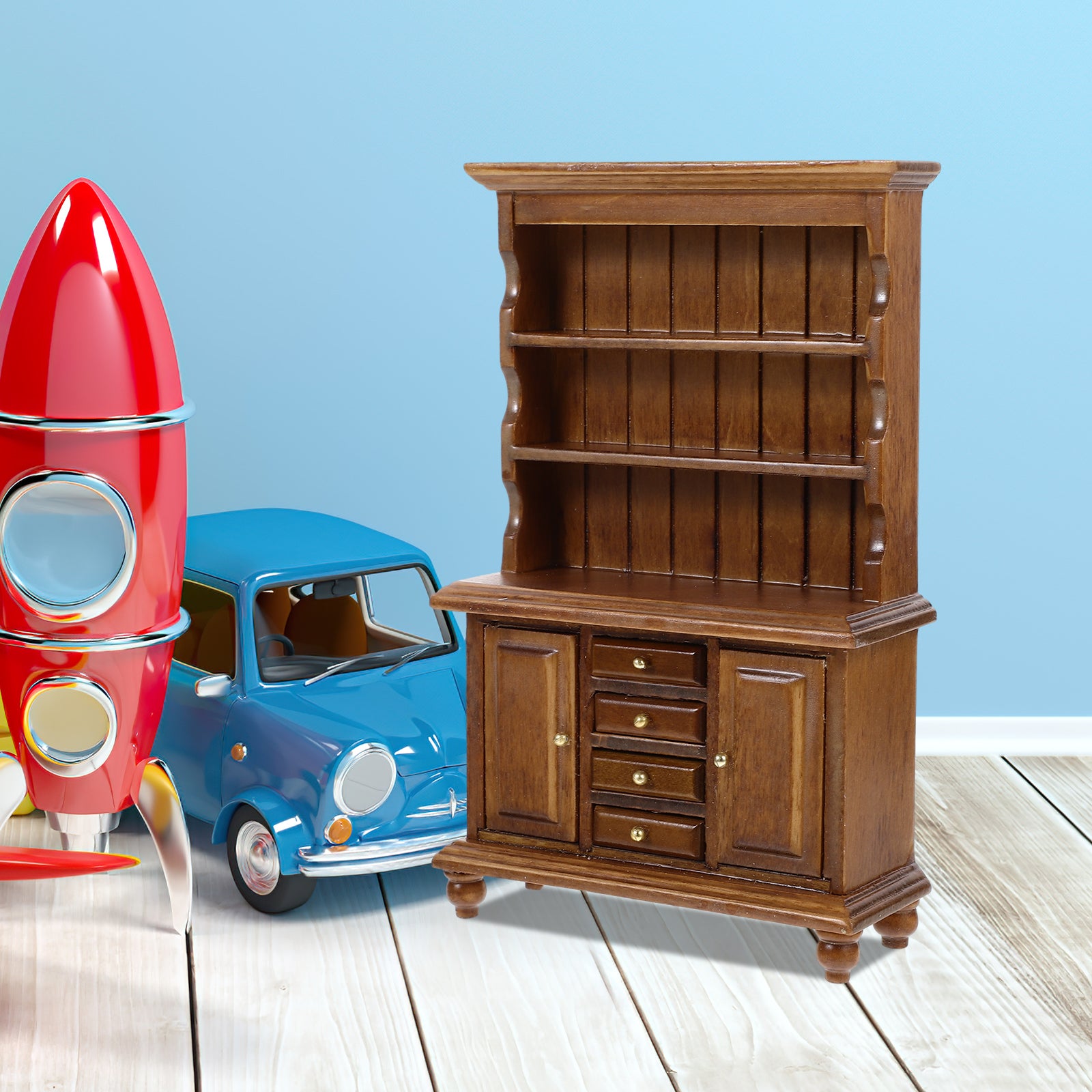 Walnut Color Miniature Bookcase Dollhouse Furniture B112484
