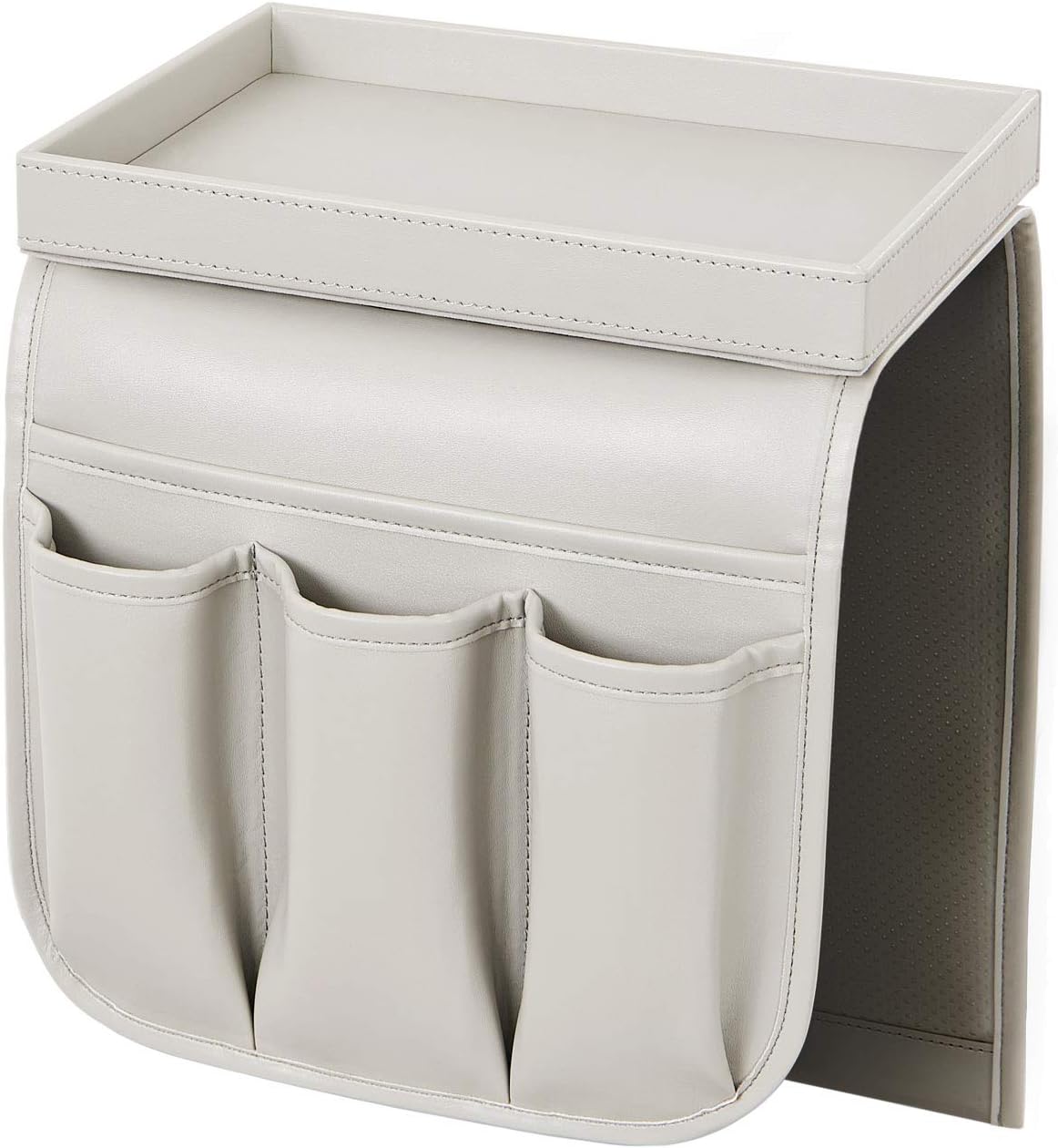Grey Synthetic PU Leather Couch Remote Caddy with Detachable Tray B92165