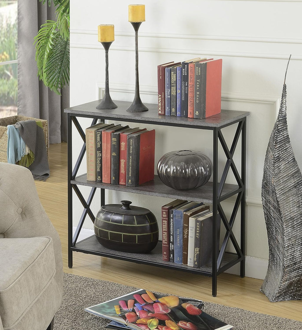 3 Tier Bookcase, Weathered Gray B928456