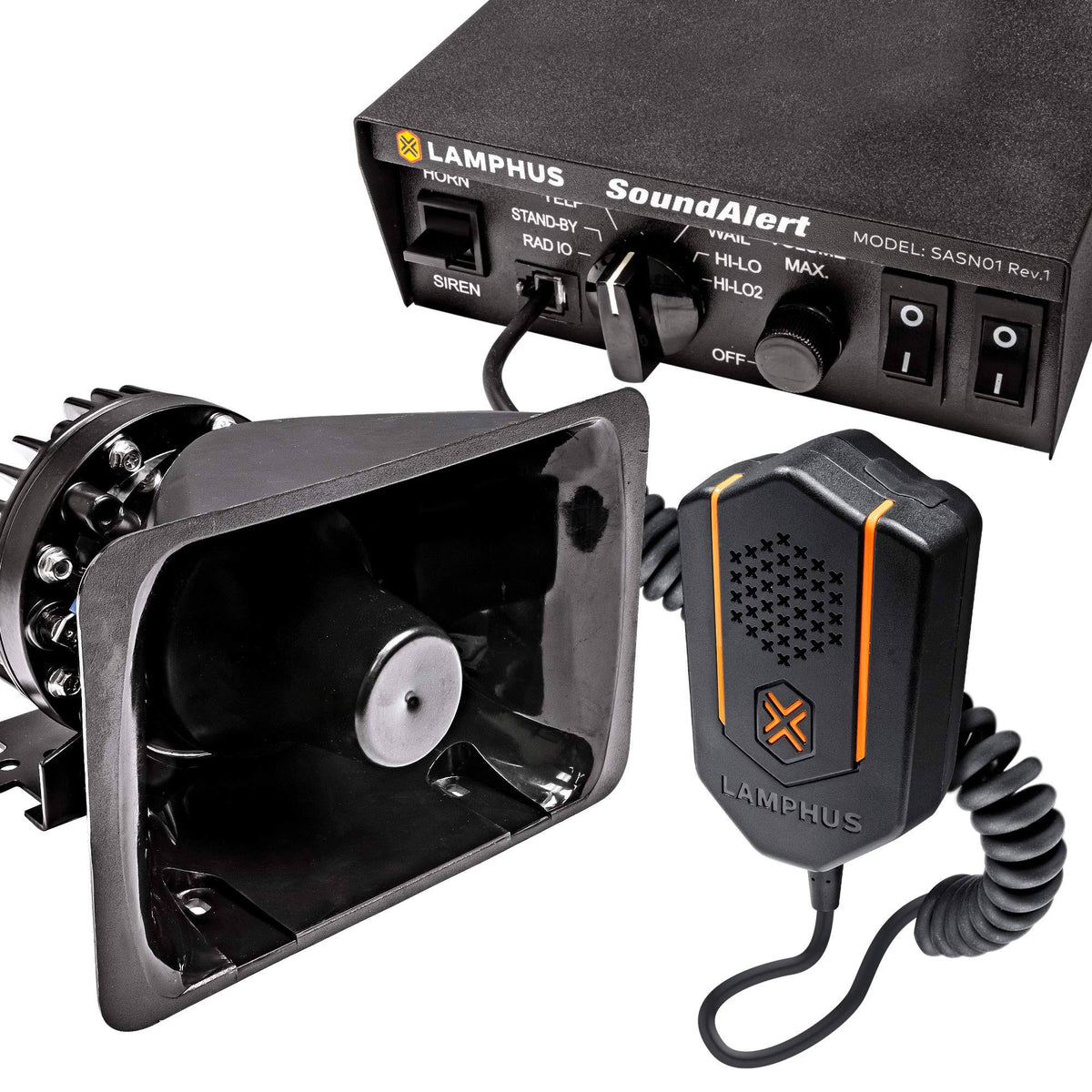 100W Emergency Siren Speaker PA System with Detachable Microphone J74860