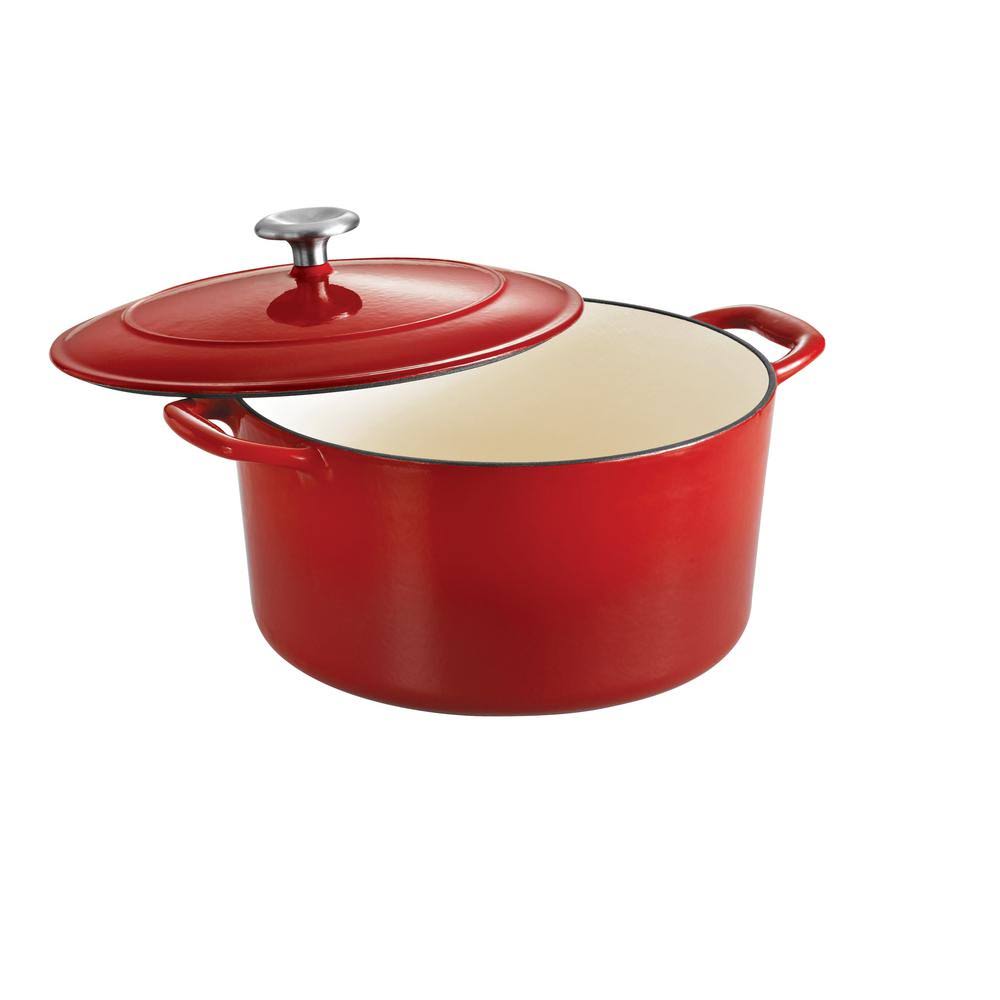 6.5 qt Round Enameled Cast Iron Dutch Oven in Gradated Red with Lid U804466