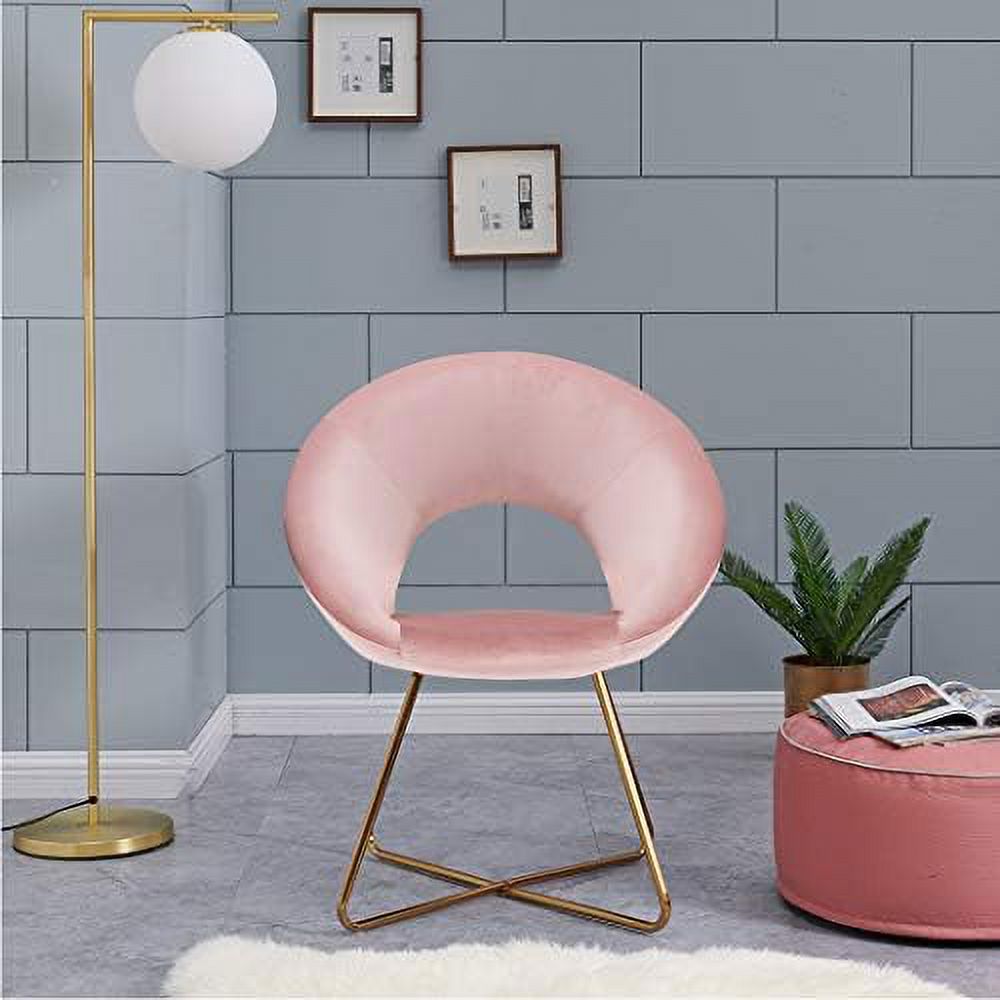 Velvet Accent Arm Chairs with Golden Metal Frame Legs Set of 2 I460937
