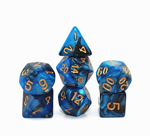 Teal White 7-Die RPG Dice Set Q55981