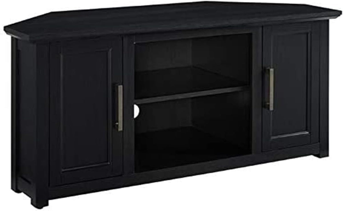 48" Corner TV Stand Black with Adjustable Shelving S729909