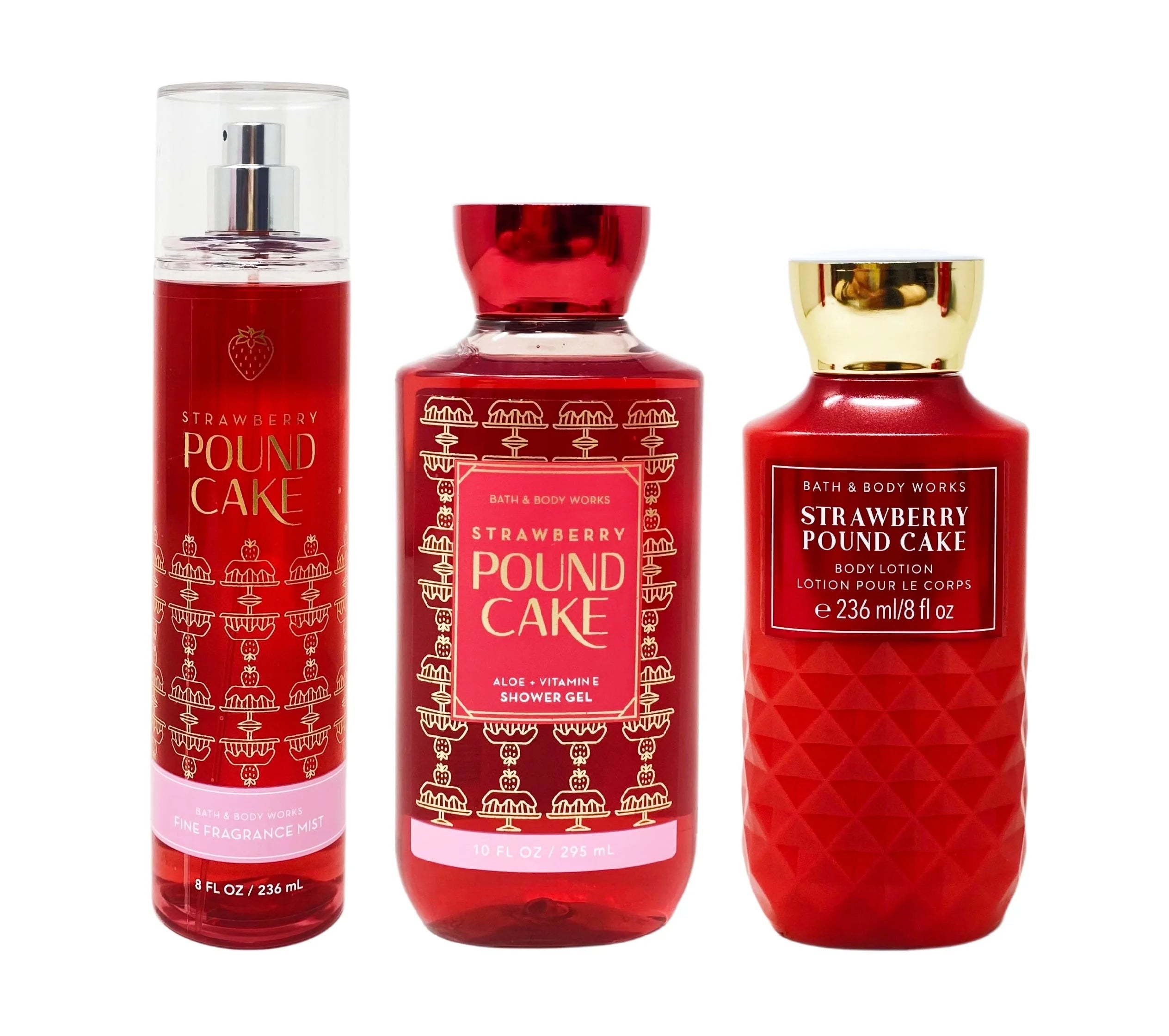 Strawberry Pound Cake 3 Piece Gift Set - Fragrance Mist - Shower Gel - Body Lotion - Full Size M9505