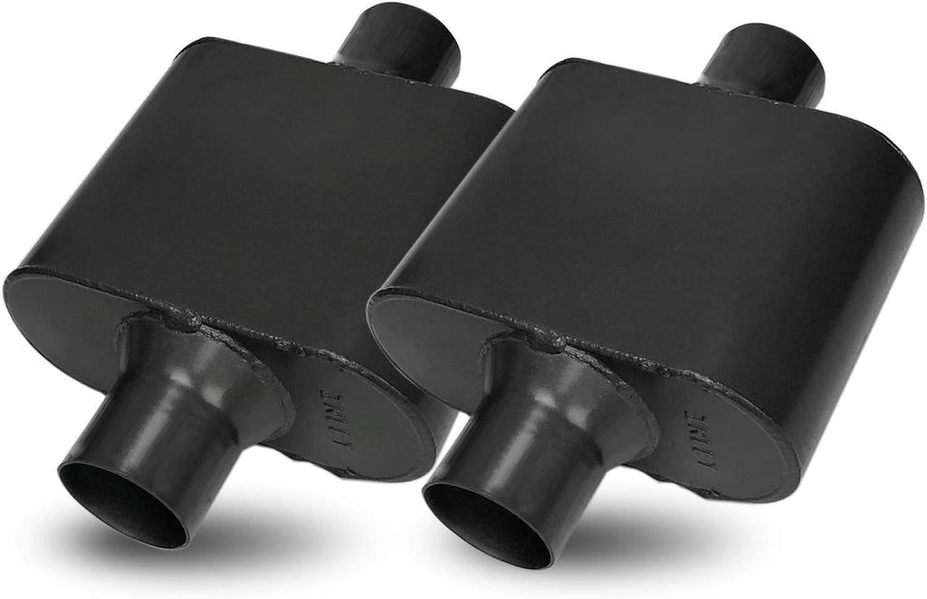 Pair of Single Chamber Performance Race Muffler 3" Center / Center Universal Steel Muffler Pack of 2 S136205