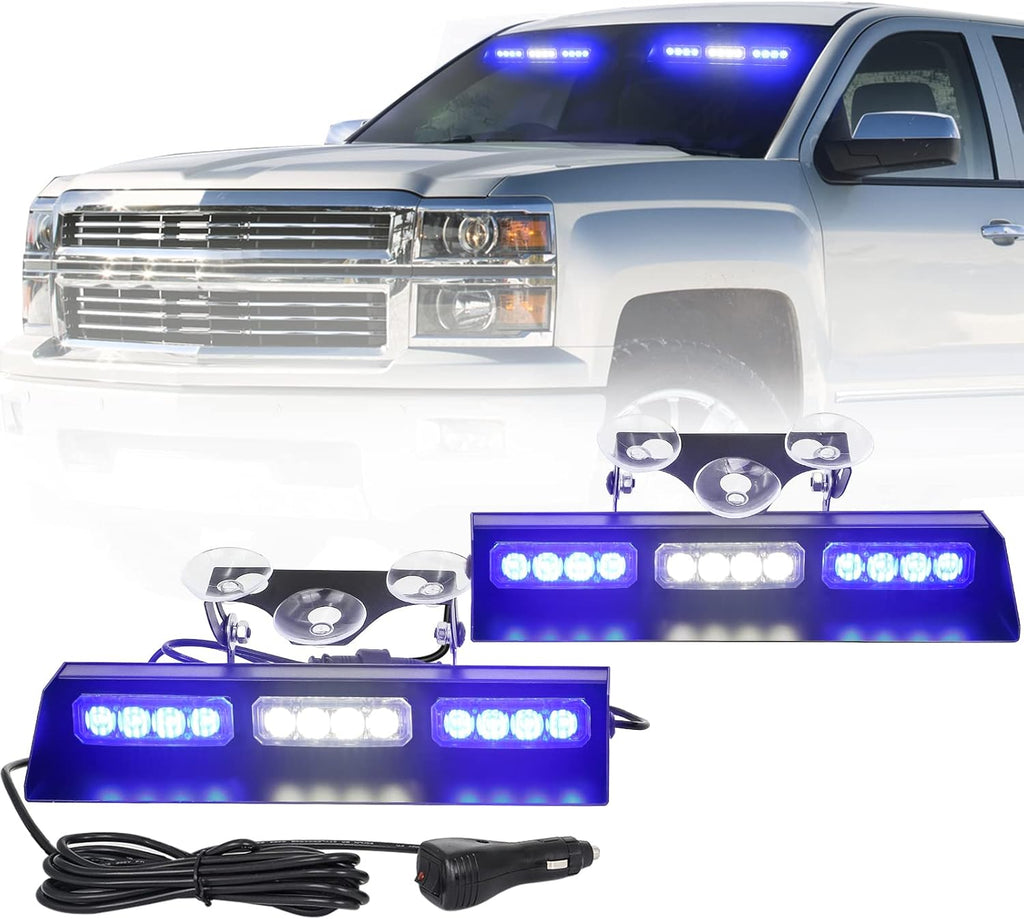 2x10" 24 LED Red White Strobe Lights Bar Pack of 2 C935