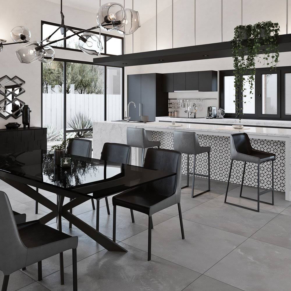 Black and Dark Gray Leatherette Counter Stool K9586