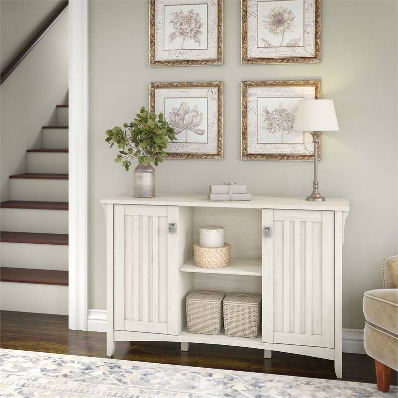 Antique White Storage Cabinet with Doors J78458
