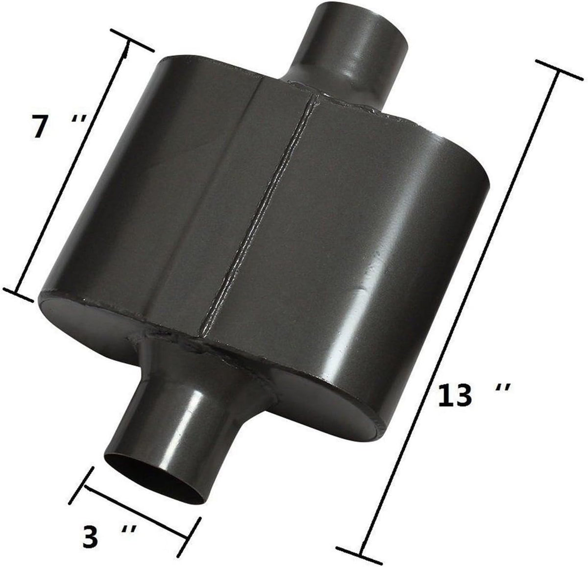 Pair of Single Chamber Performance Race Muffler 3" Center / Center Universal Steel Muffler Pack of 2 S136205