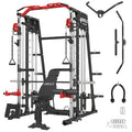 2200lbs Squat Rack with LAT-Pull Down System & Cable Crossover Machine with Adjustable Weight Bench Z2094