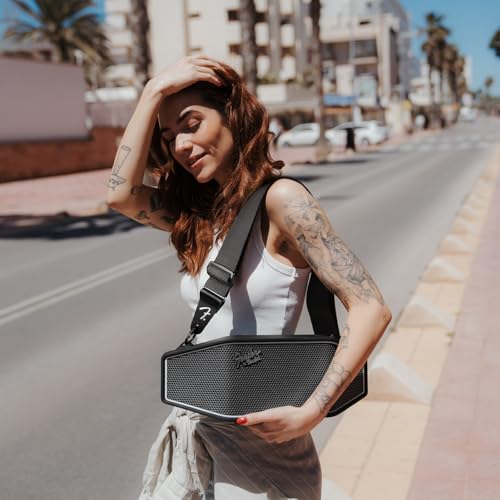 Portable Wireless Bluetooth Speaker with Subwoofer (Black & Steel) T368599