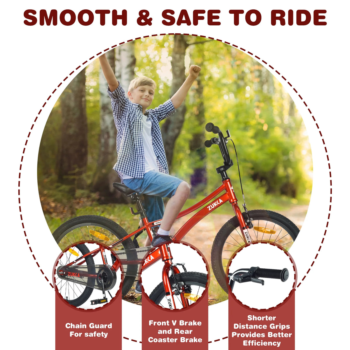 20 Inch Single Speed Boys Bike with Steel Frame Red I46640