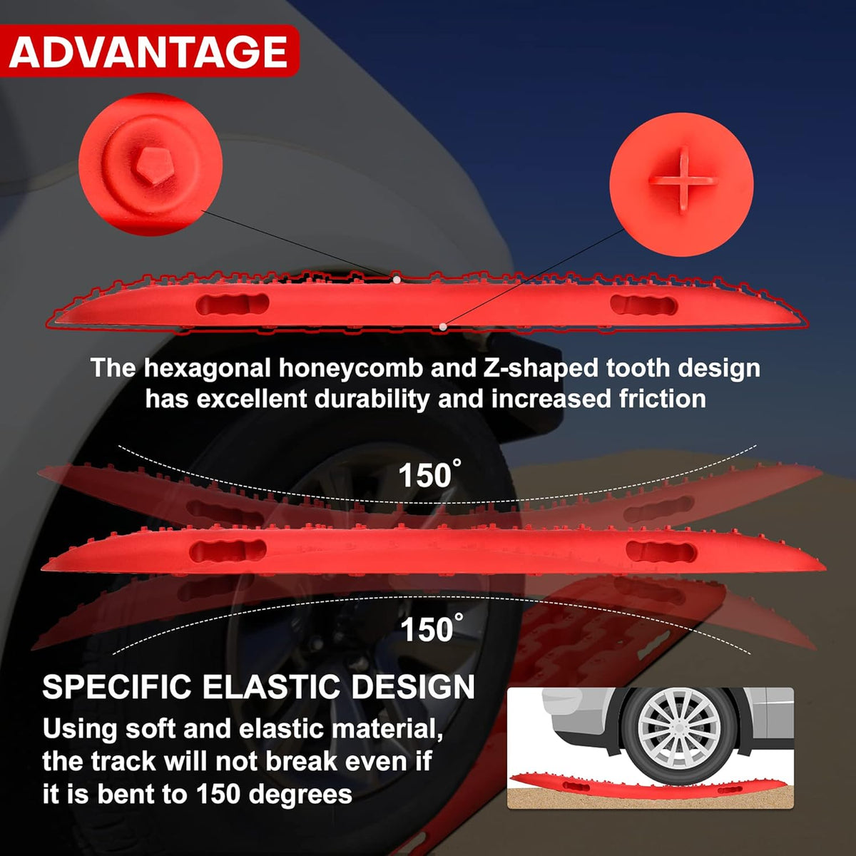 Red Tire Traction Mats 2 Piece D673