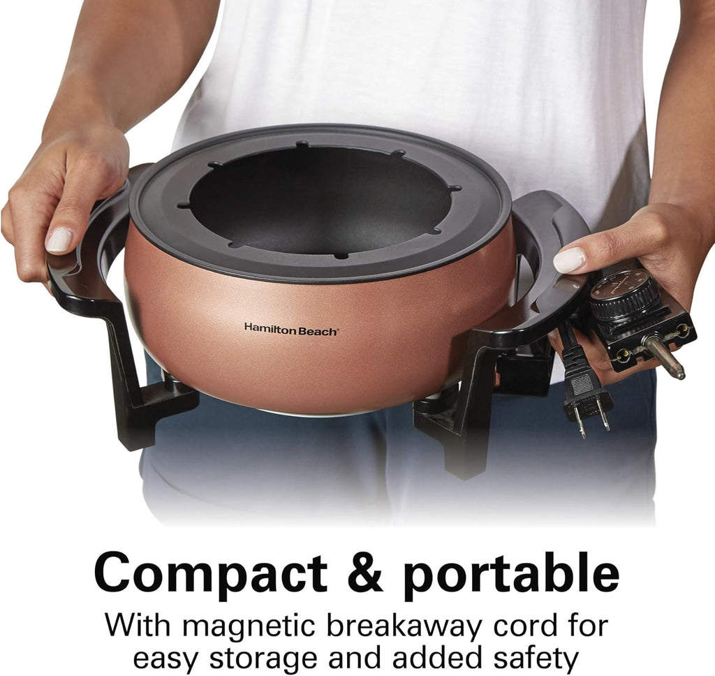 3 Quart Copper Electric Fondue Pot Set with Temperature Control A38039