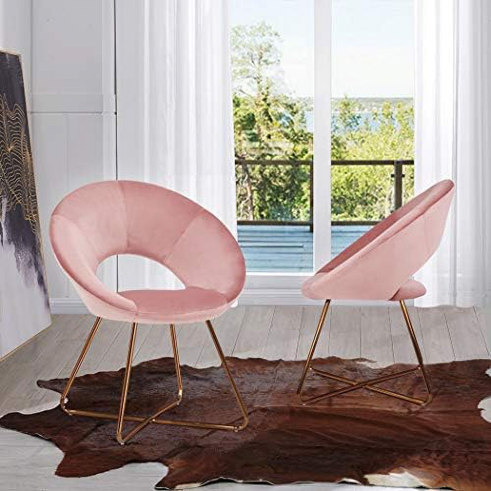 Velvet Accent Arm Chairs with Golden Metal Frame Legs Set of 2 I460937