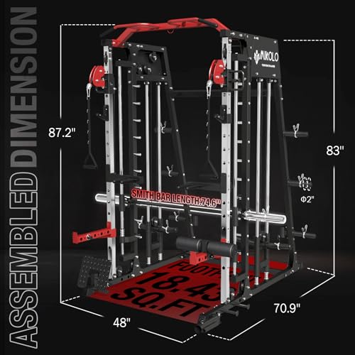 2200lbs Squat Rack with LAT-Pull Down System & Cable Crossover Machine with Adjustable Weight Bench Z2094